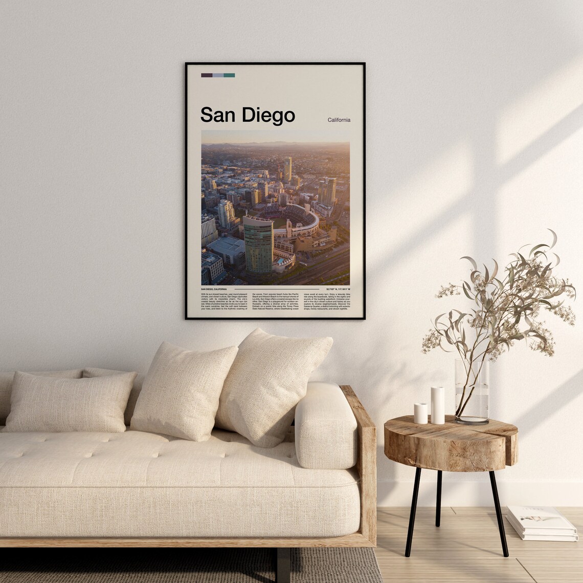 San Diego California Downtown Stadium Aerial Minimalist Photo Poster - Image 3