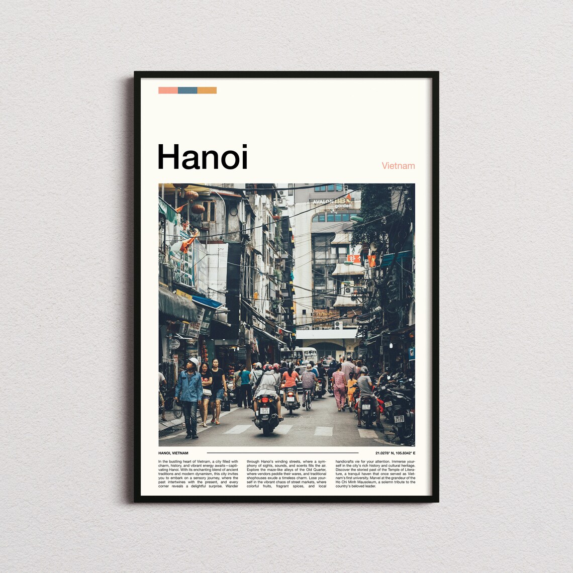 Hanoi Vietnam Old Quarter Motorbike Street Scene Travel Poster