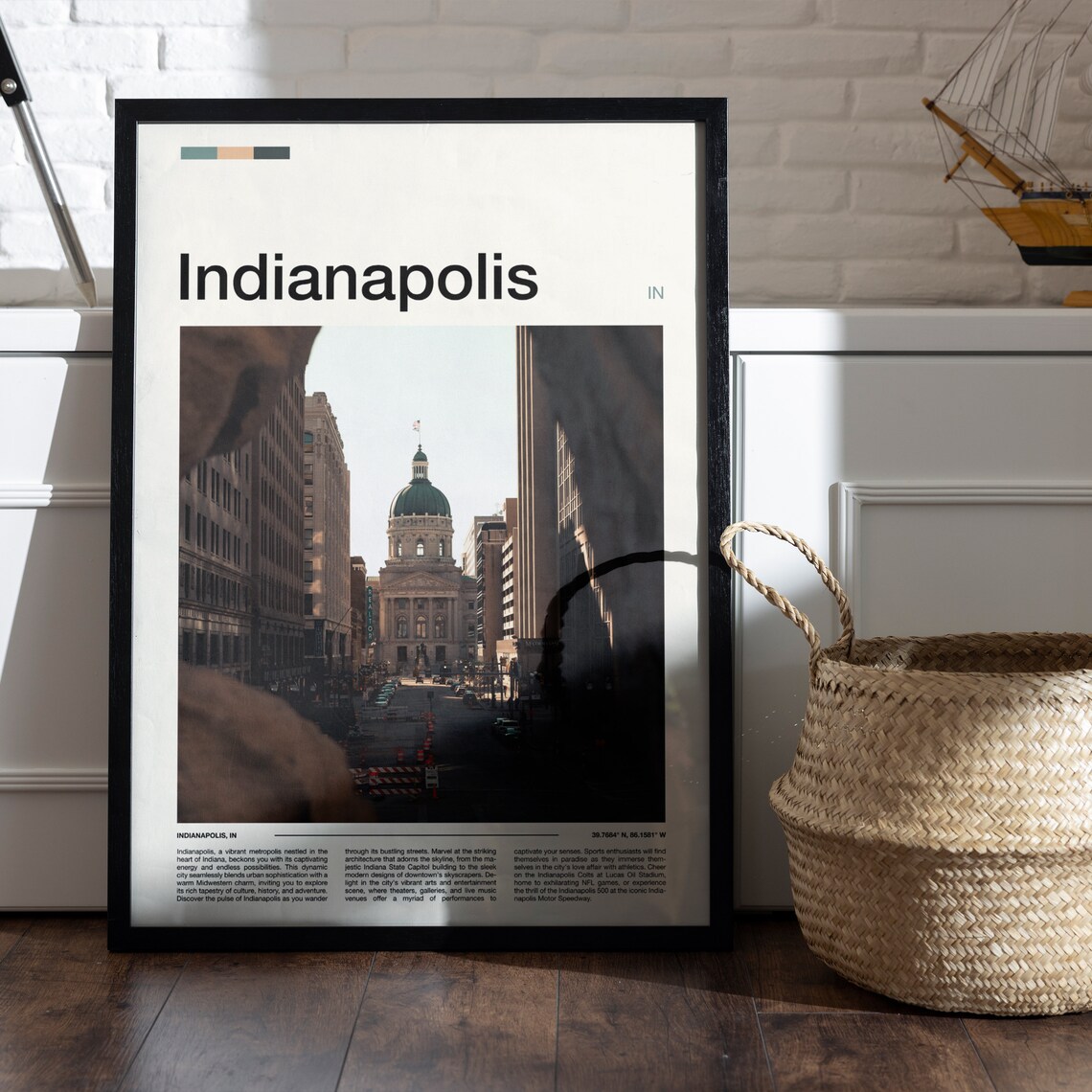 Indianapolis Indiana City Street Historic Capitol Dome View Poster - Image 5