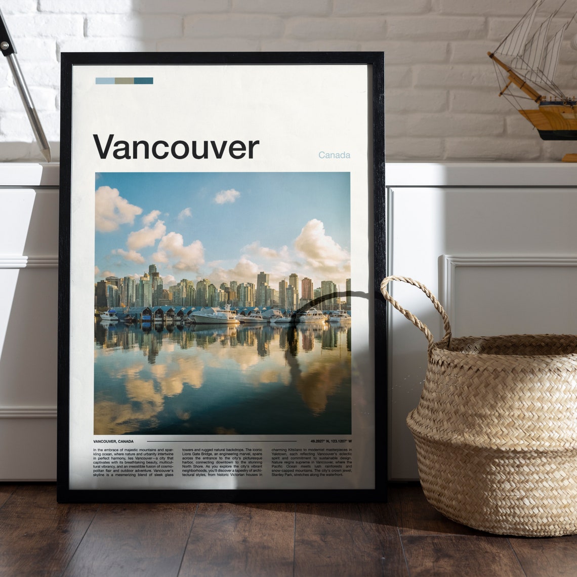 Vancouver Canada Skyline Marina Harbor Water Reflection Poster - Image 5