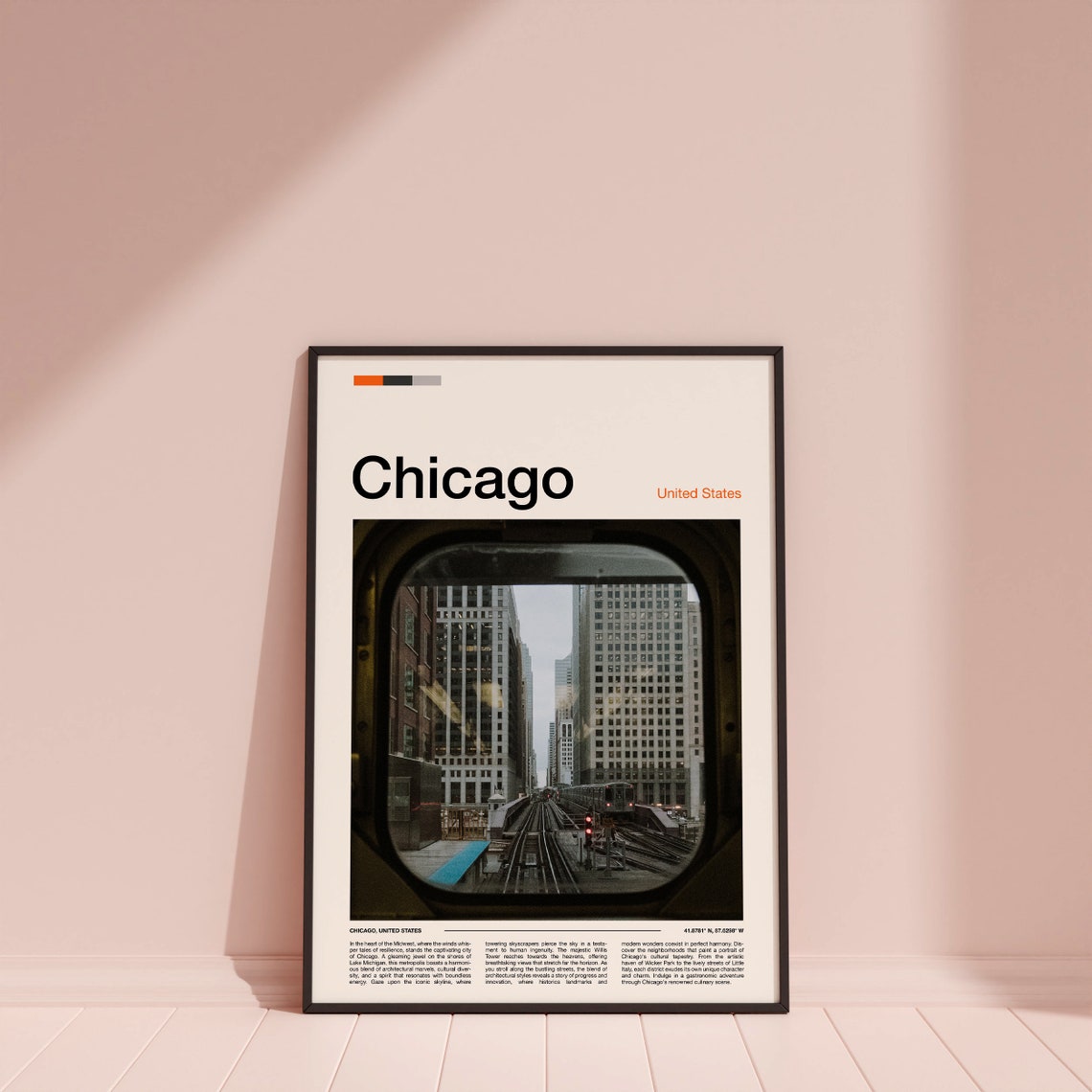 Chicago Downtown Skyscrapers View From Train Window City Travel Poster - Image 3