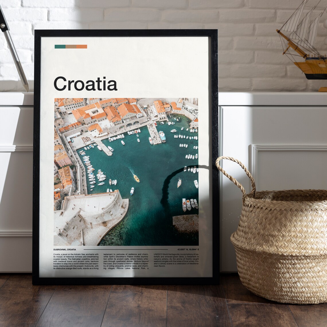 Dubrovnik Croatia Old Town Harbor Aerial Orange Roofs Adriatic Poster - Image 4