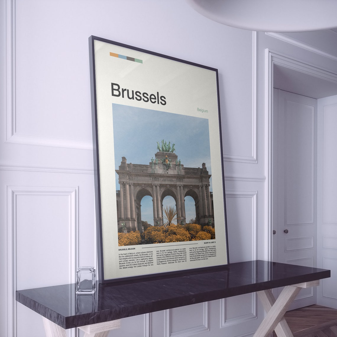 Brussels Belgium Cinquantenaire Arch Monument Minimal Travel Poster - Image 2
