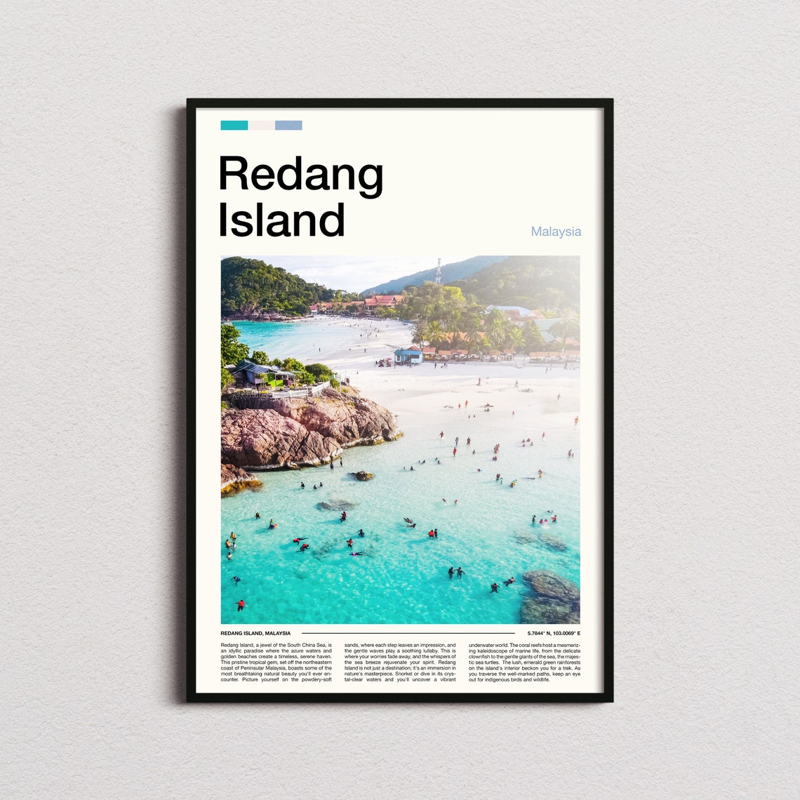Redang Island Malaysia Aerial Beach Snorkelers Turquoise Poster