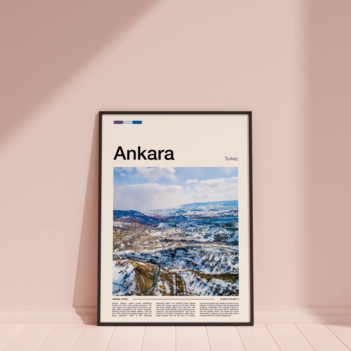 Ankara Turkey Snowy Winter Valley Aerial Landscape Photo Poster - Image 4