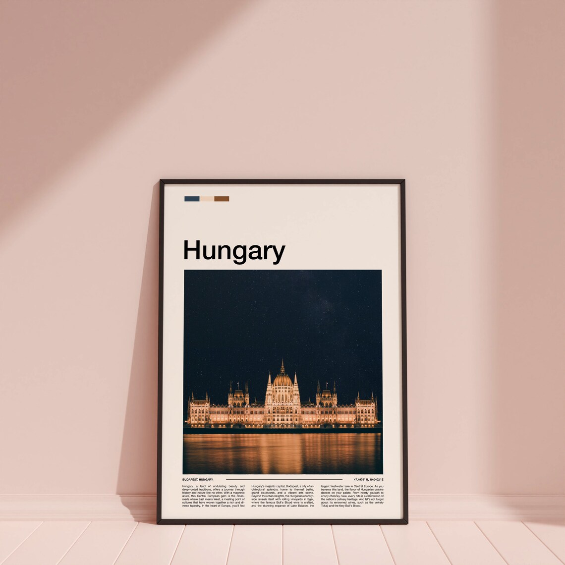 Hungary Budapest Parliament Night Lights Danube Travel Poster - Image 4