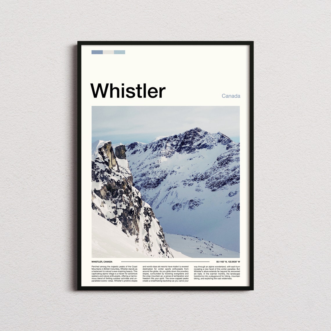 Whistler Canada Snowy Mountain Peak Ski Resort Travel Poster