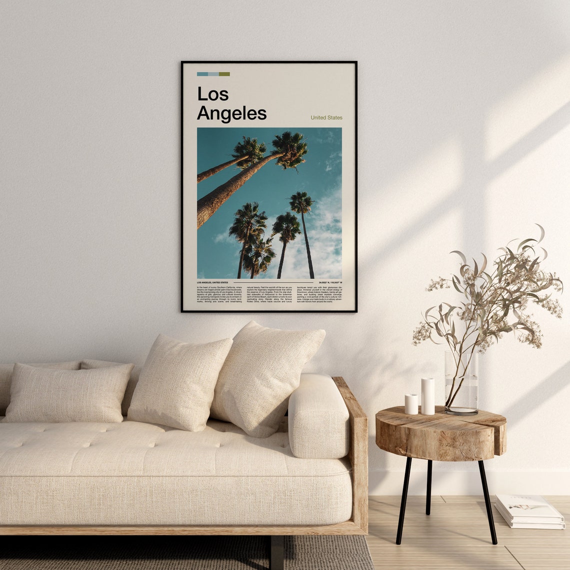 Los Angeles California Palm Trees Blue Sky Upward View Poster - Image 3