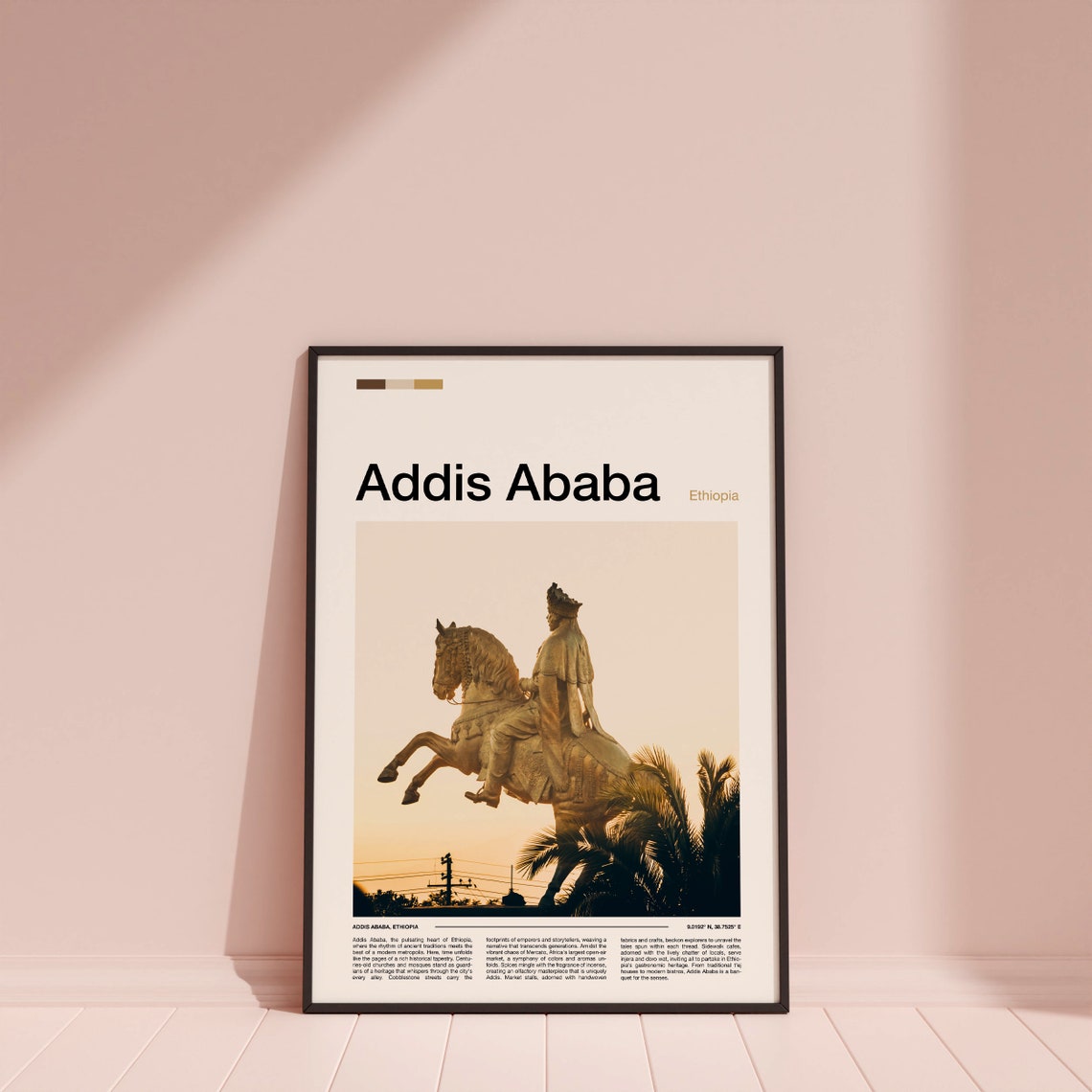 Addis Ababa Ethiopia Menelik Equestrian Statue Sunset Photo Poster - Image 4