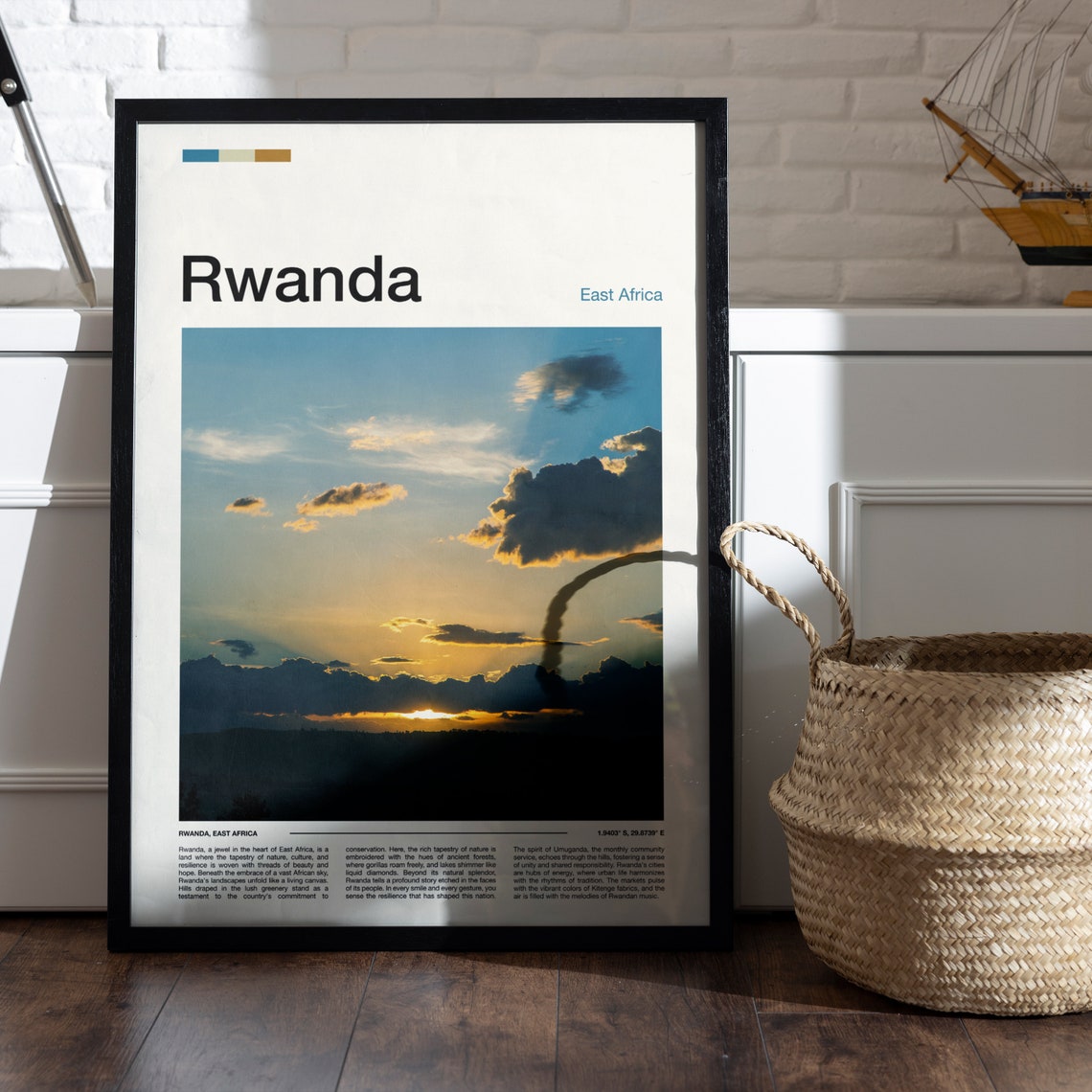 Rwanda African Sunset Dramatic Clouds Golden Sky Photography Poster - Image 5