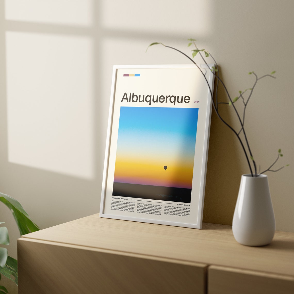 Albuquerque New Mexico Lone Balloon Sunset Sky Minimalist Poster - Image 2