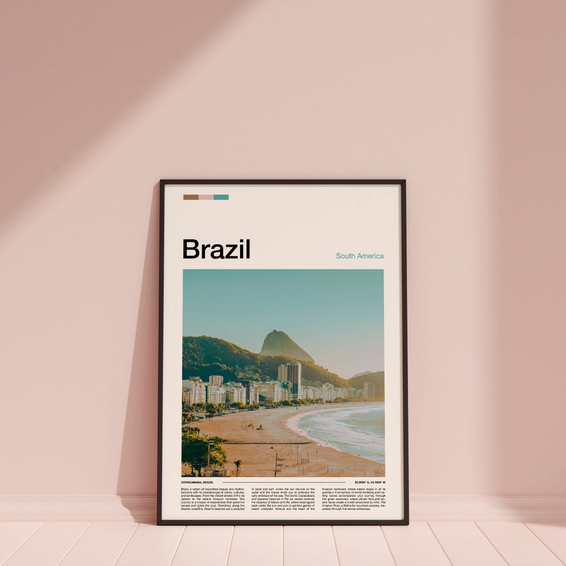 Copacabana Beach Rio De Janeiro Brazil Coastline Travel Poster - Image 3