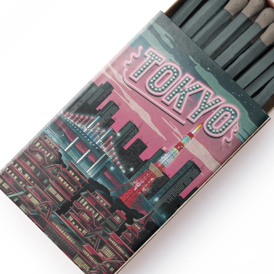 Tokyo Japan Neon Tower Night City Vintage Matchbox Art Poster - Image 5