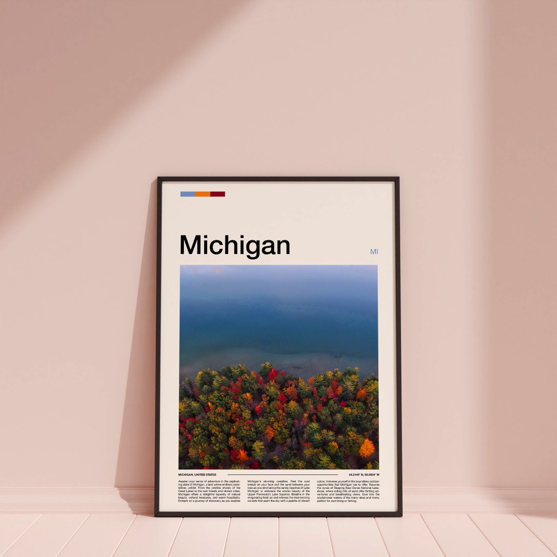 Michigan Autumn Forest Great Lakes Shoreline Aerial Fall Colors Poster - Image 3