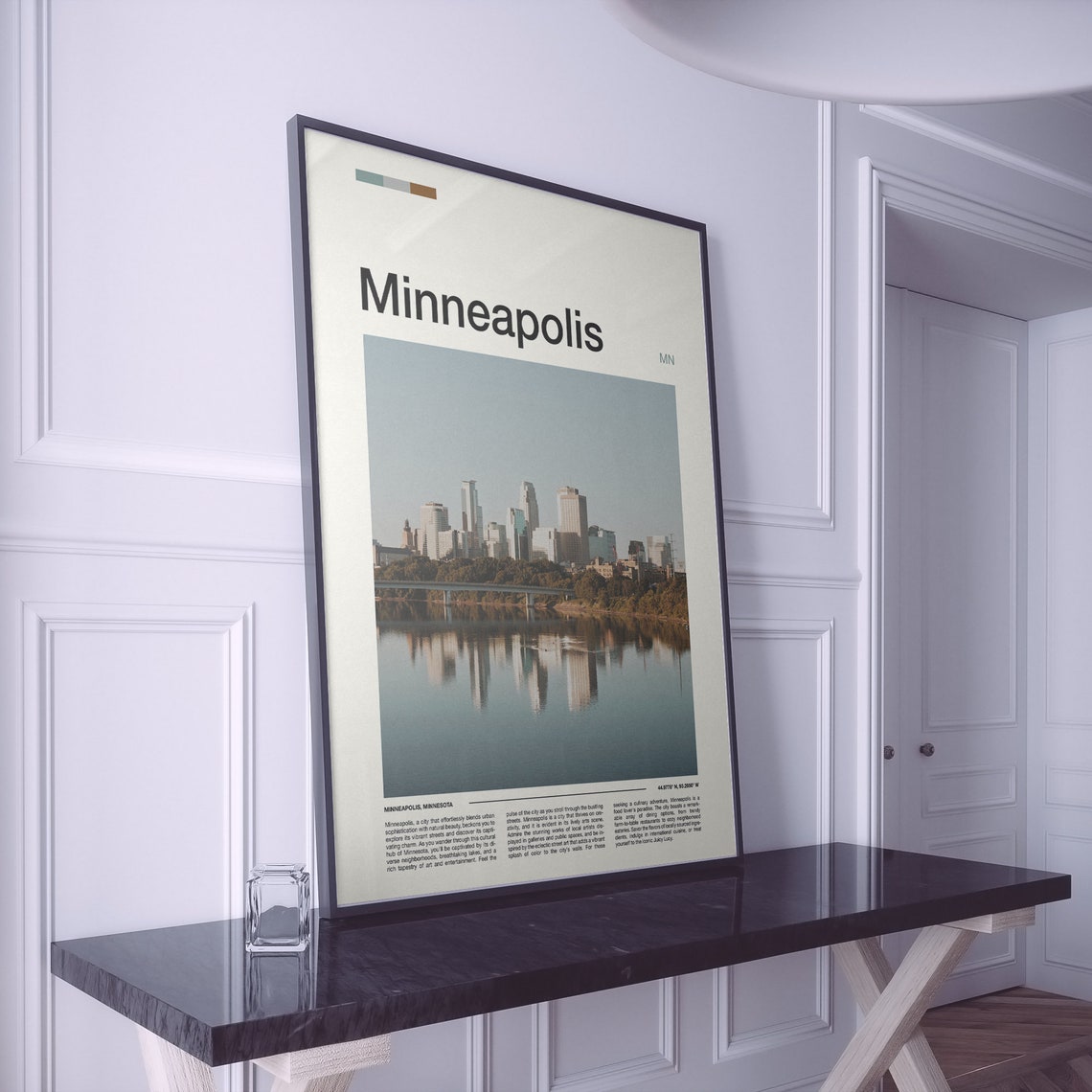 Minneapolis Minnesota Skyline River Reflection Minimalist Photo Poster - Image 2