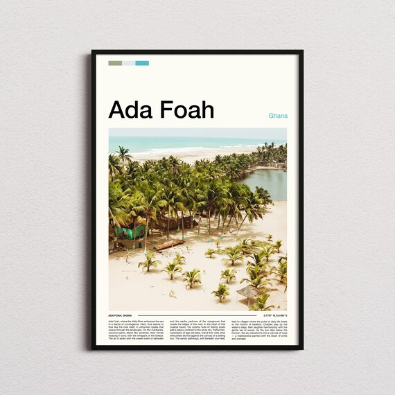 Ada Foah Ghana Palm Grove Lagoon Aerial Tropical Beach Poster