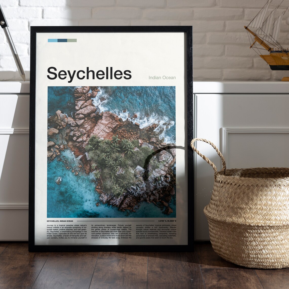 Seychelles Indian Ocean Aerial Island Rocks Tropical Travel Poster - Image 5
