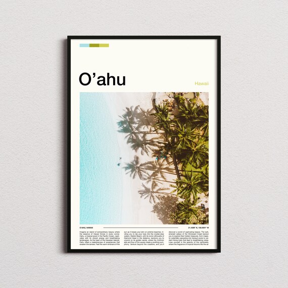 Oahu Print Oahu Poster Oahu Wall Art Hawaii Art Print Oahu Photo