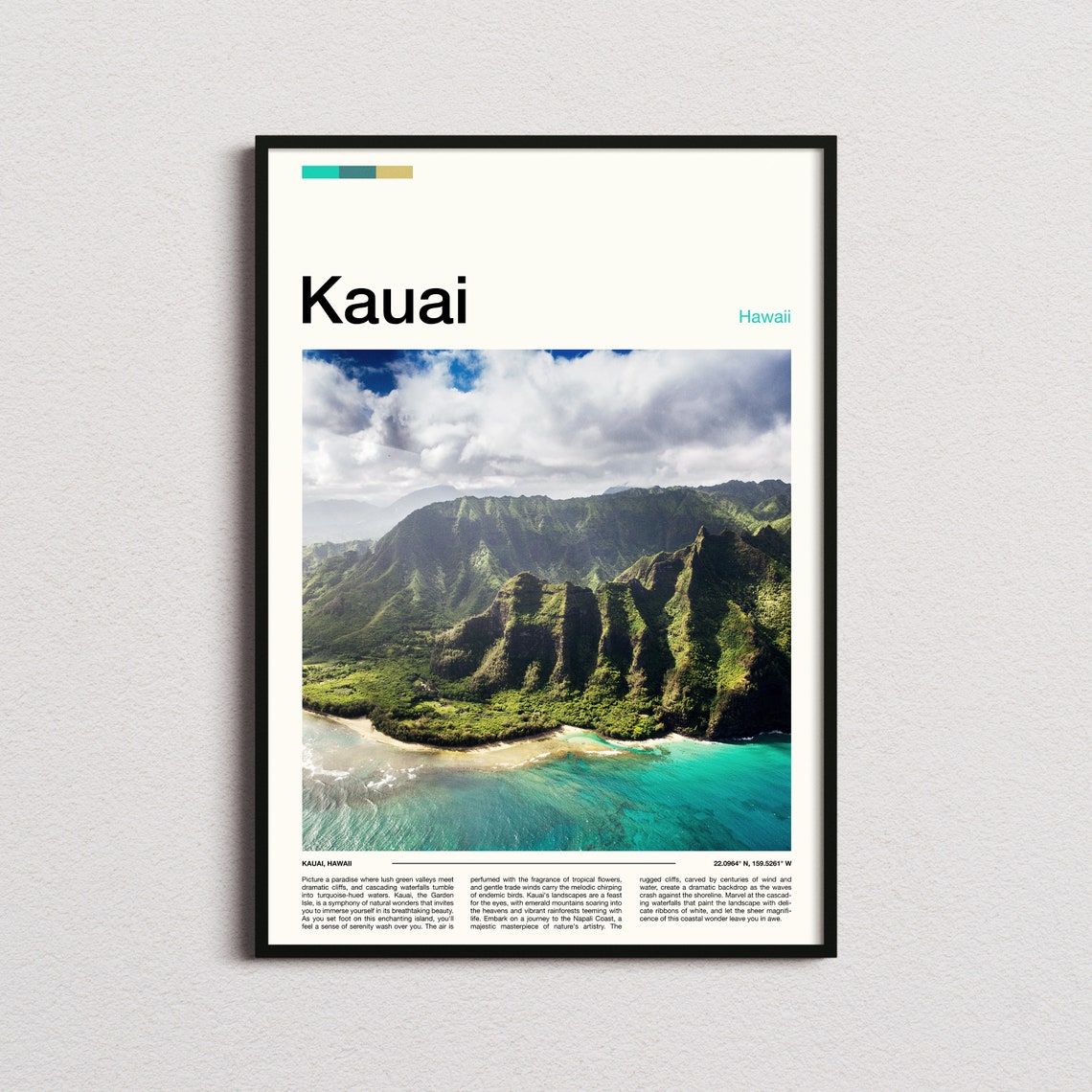 Kauai Hawaii Na Pali Coast Cliffs Turquoise Ocean Aerial View Poster