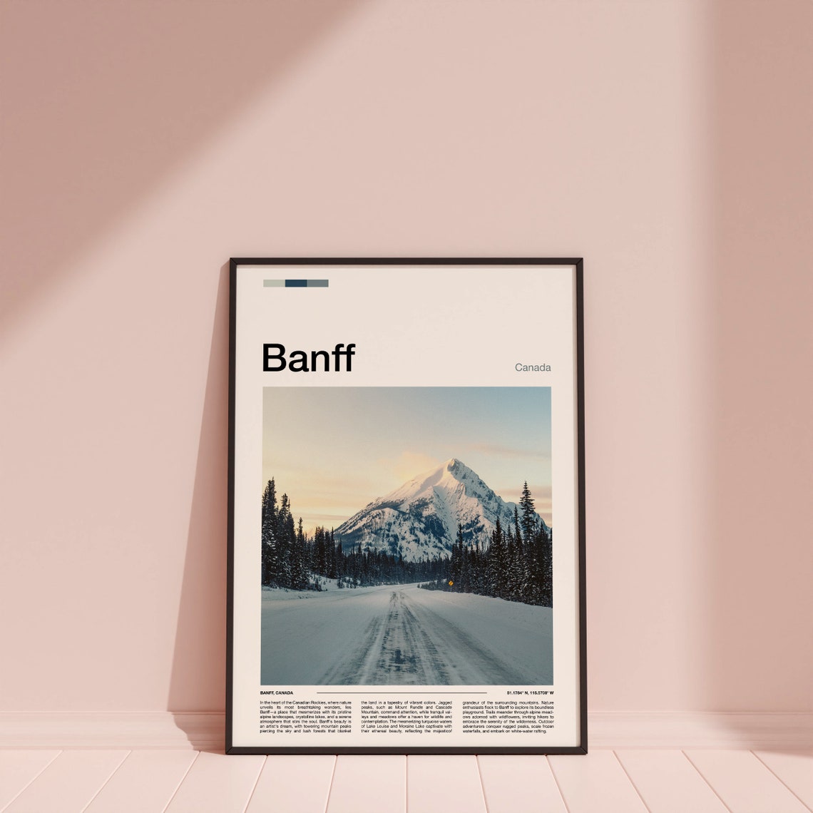 Banff Canada Canadian Rockies Snowy Mountain Road Travel Poster - Image 3