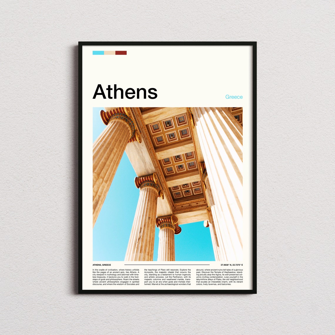 Athens Greece Ancient Temple Columns Classical Architecture Poster