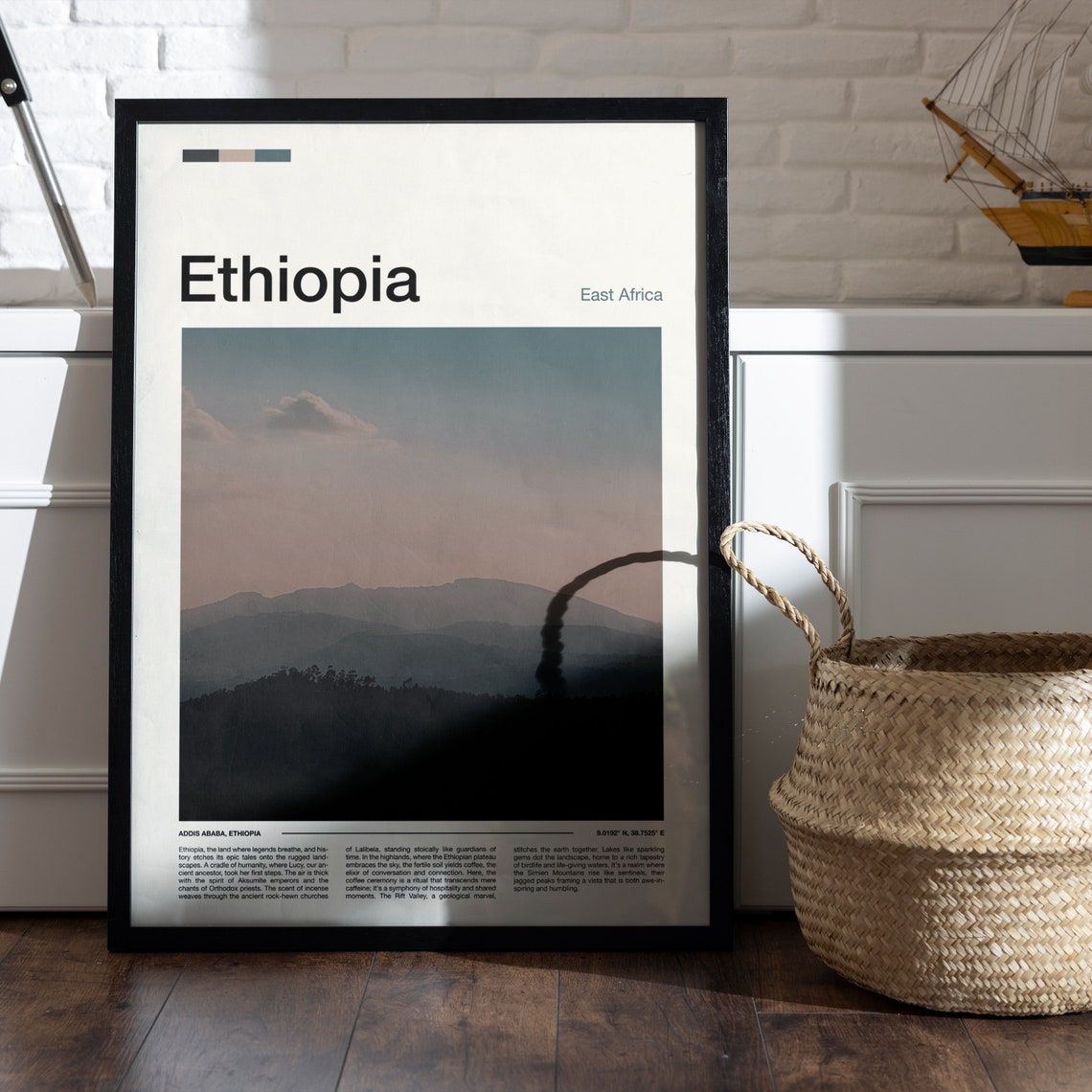 Ethiopia Highland Hills Dusk Silhouette Mountain Photography Poster - Image 5