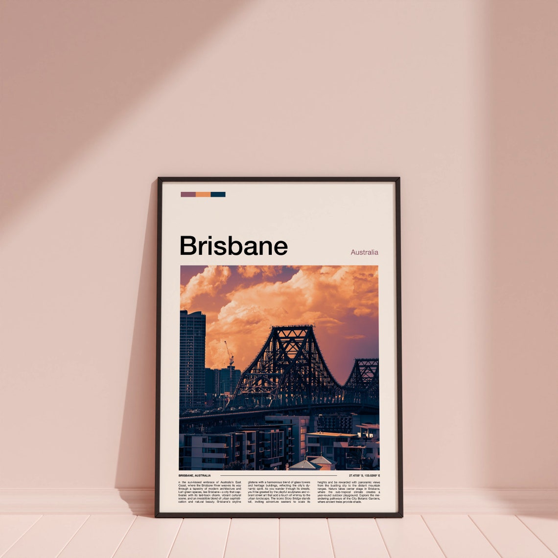 Brisbane Australia Story Bridge Sunset Skyline Travel Poster - Image 3