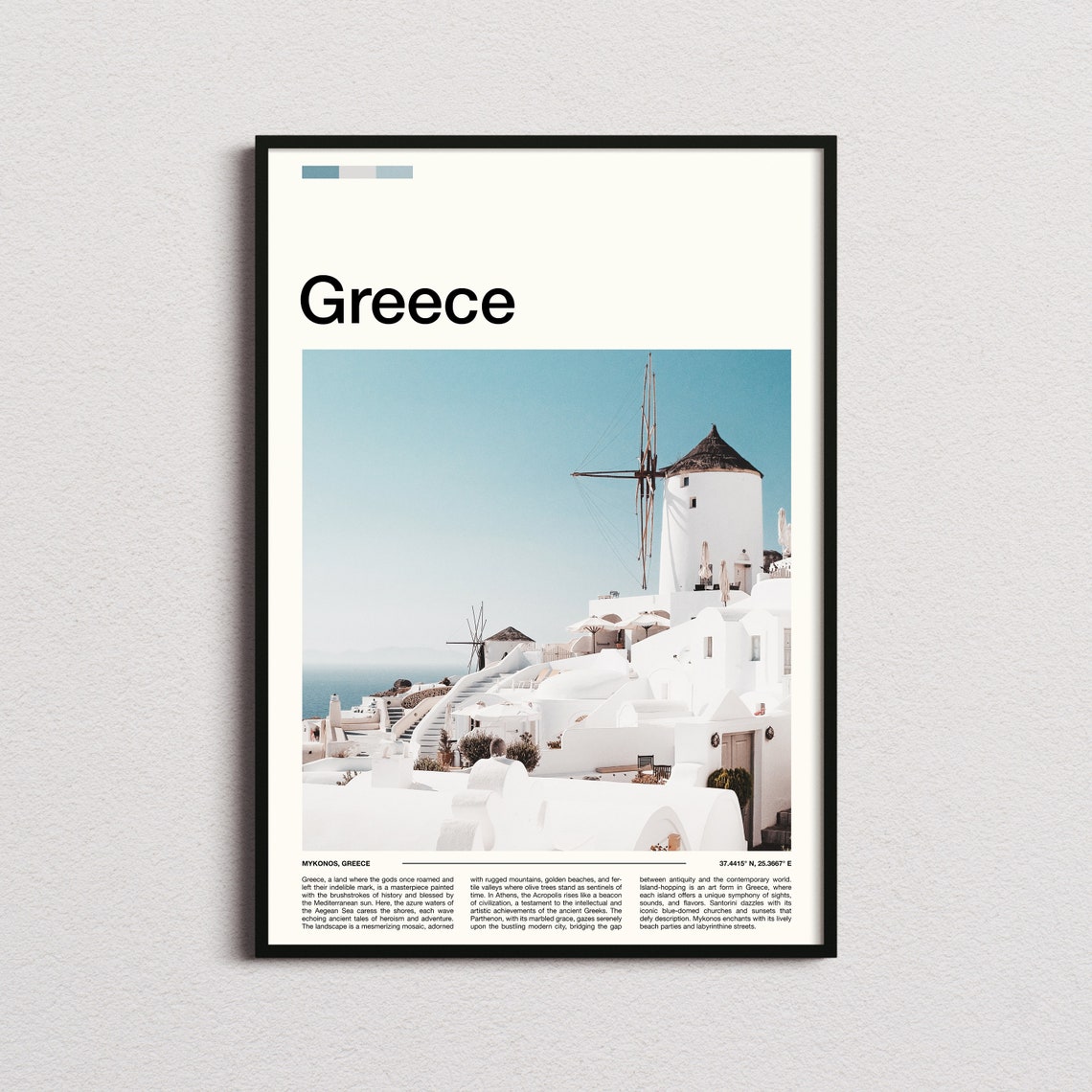 Mykonos Greece Whitewashed Village Windmill Cyclades Island Poster