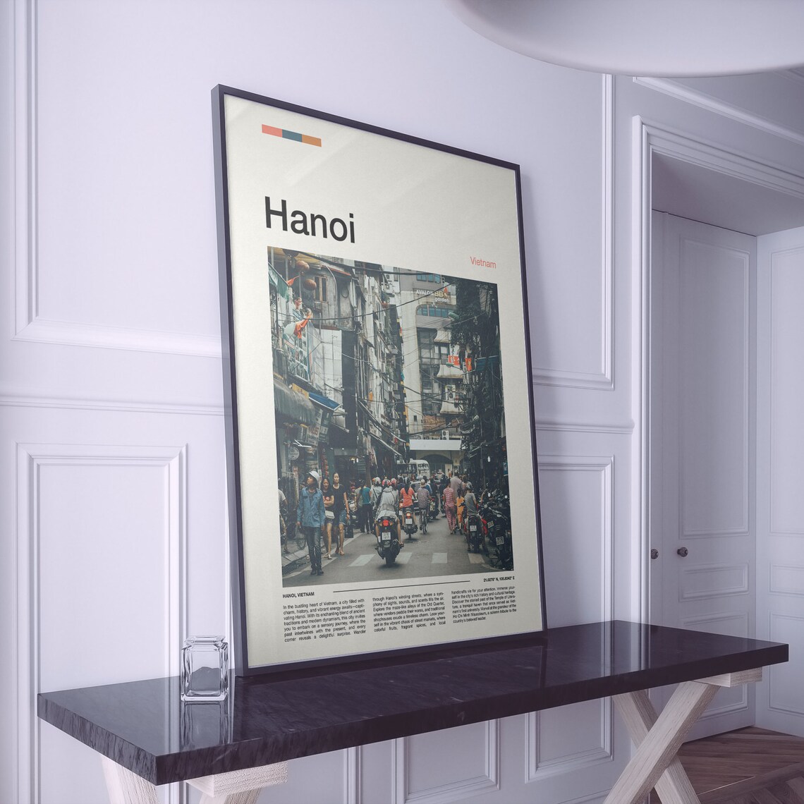 Hanoi Vietnam Old Quarter Motorbike Street Scene Travel Poster - Image 2