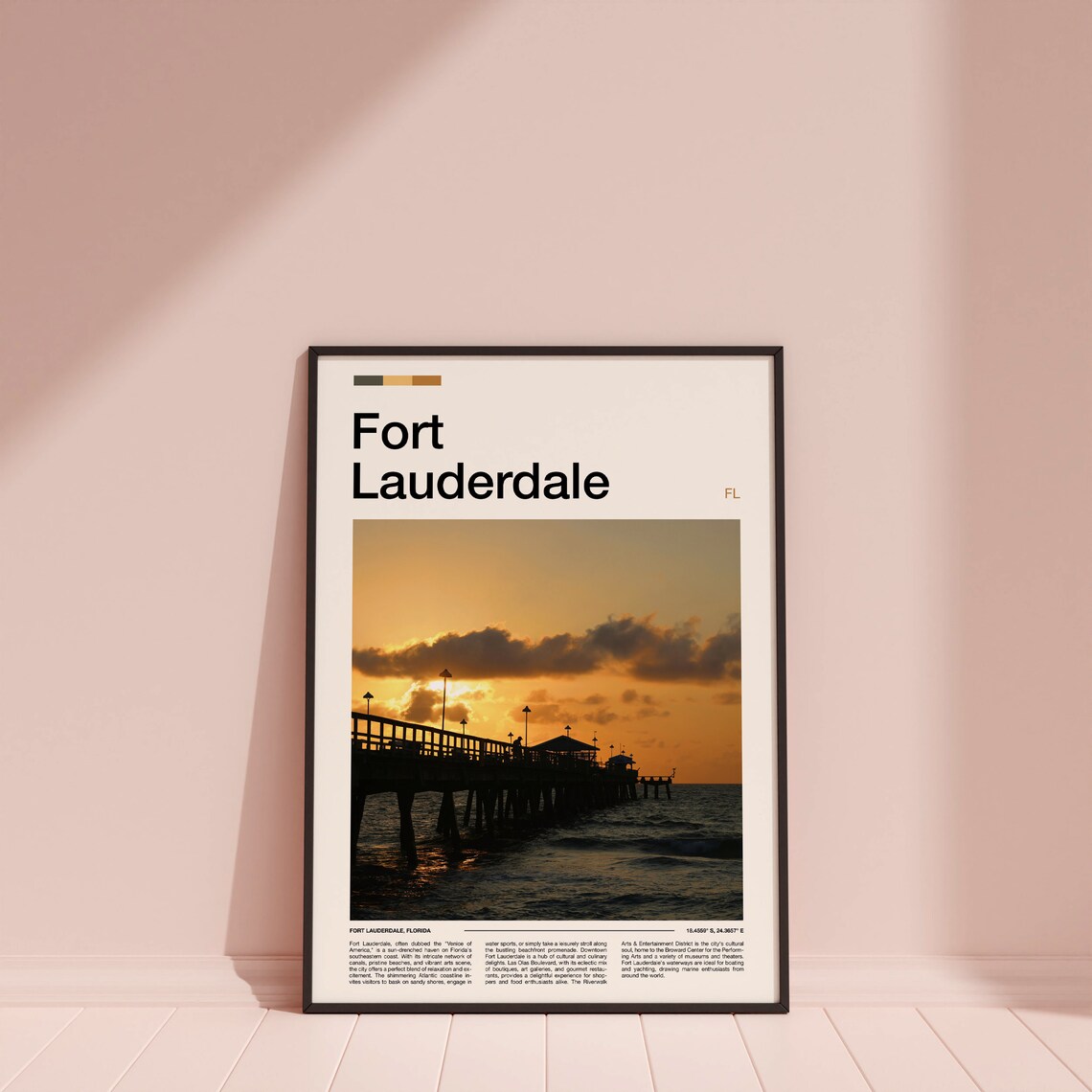 Fort Lauderdale Florida Fishing Pier Sunset Silhouette Travel Poster - Image 4