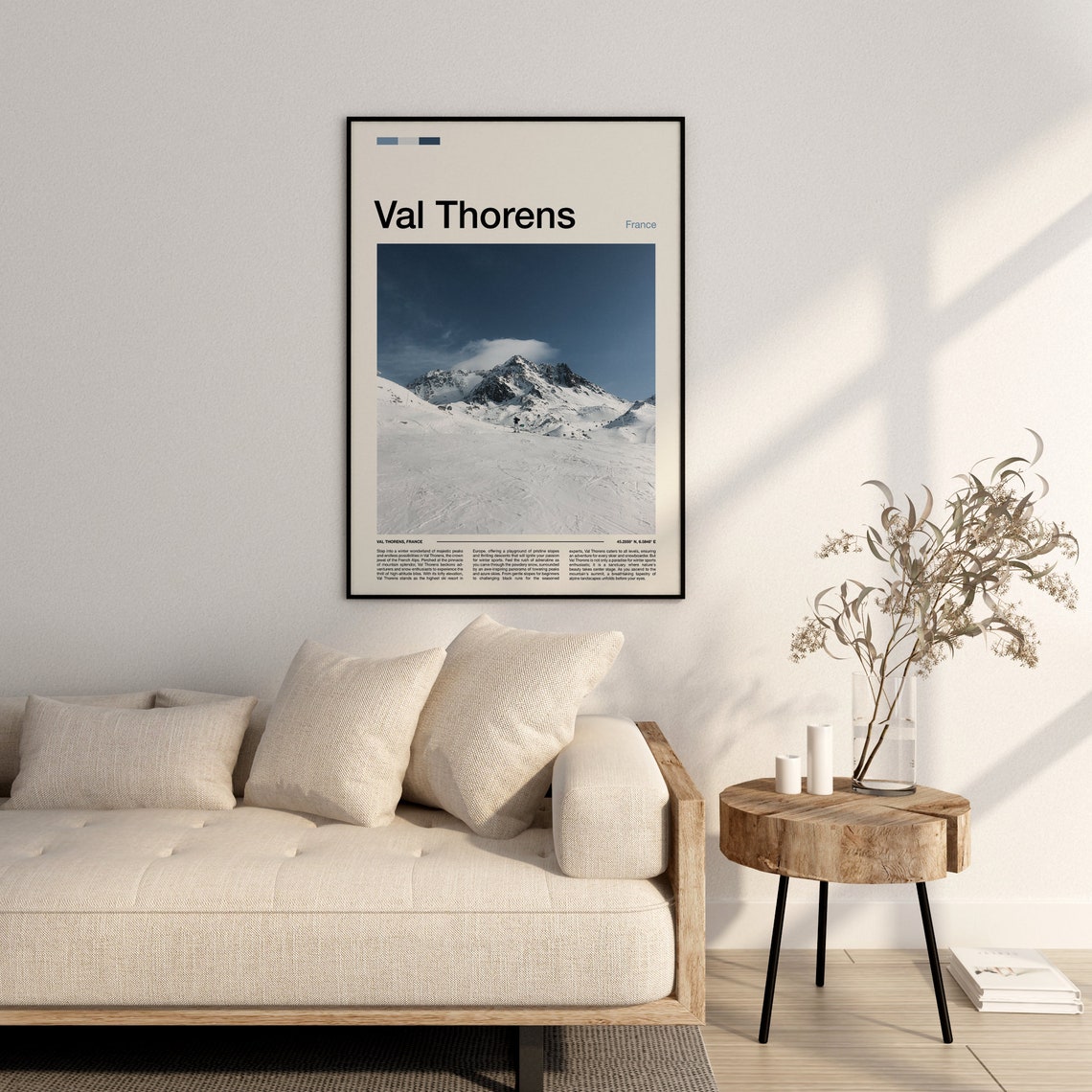 Val Thorens France Dramatic High Alpine Peak Lone Skier Snow Poster - Image 3