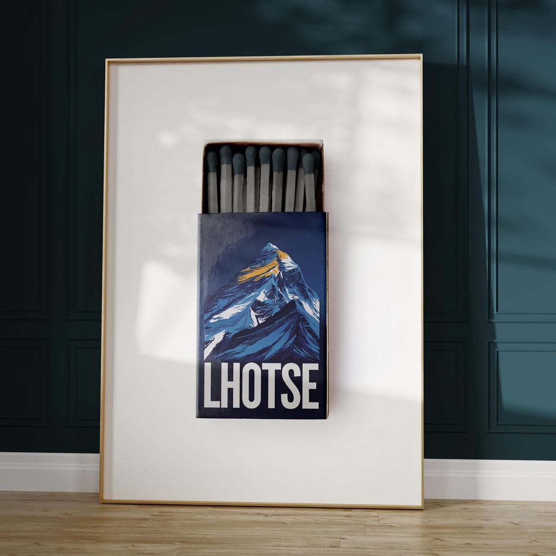 Lhotse Himalayan Peak Matchbox Style Art with Golden Summit Poster - Image 5