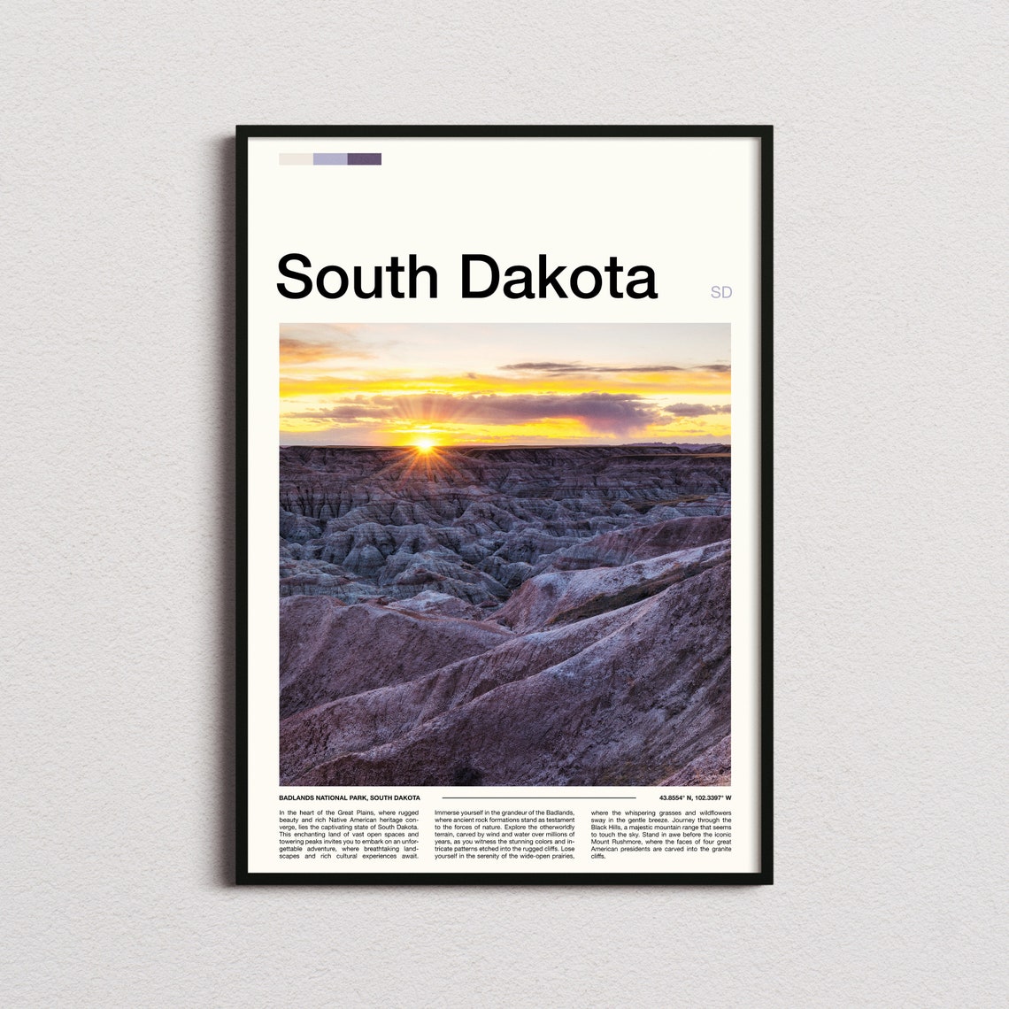 South Dakota Badlands National Park Sunset Purple Dusk Poster