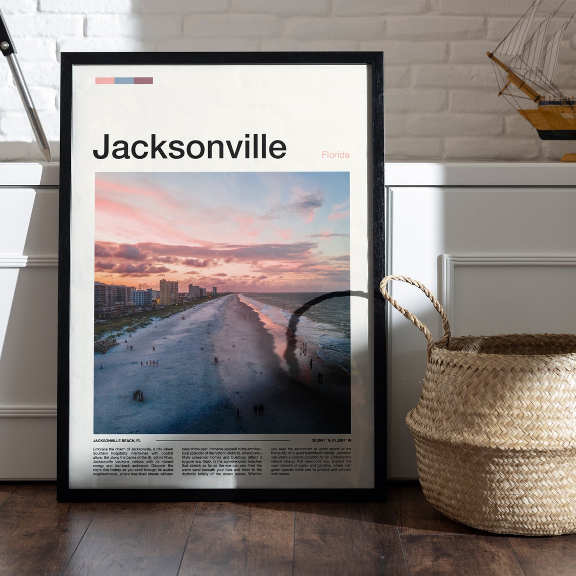 Jacksonville Beach Florida Sunset Oceanfront Shoreline Scenic Poster - Image 5