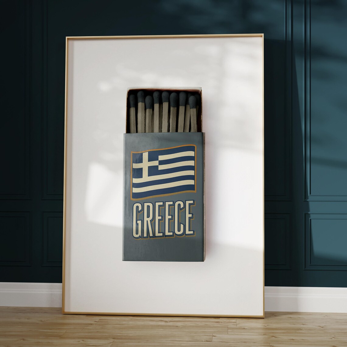 Greece Matchbox Greek Flag Island Vintage Travel Art Poster Design - Image 5
