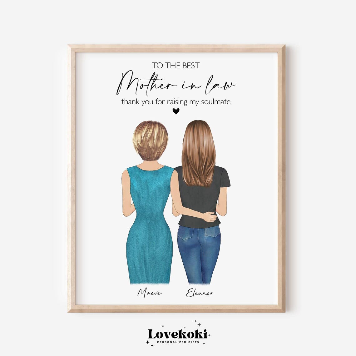 Personalized Mother In Law Gift For Mothers Day Or Birthday Custom Family Print Gift For Mil Family Portrait Daughter In Law Gift