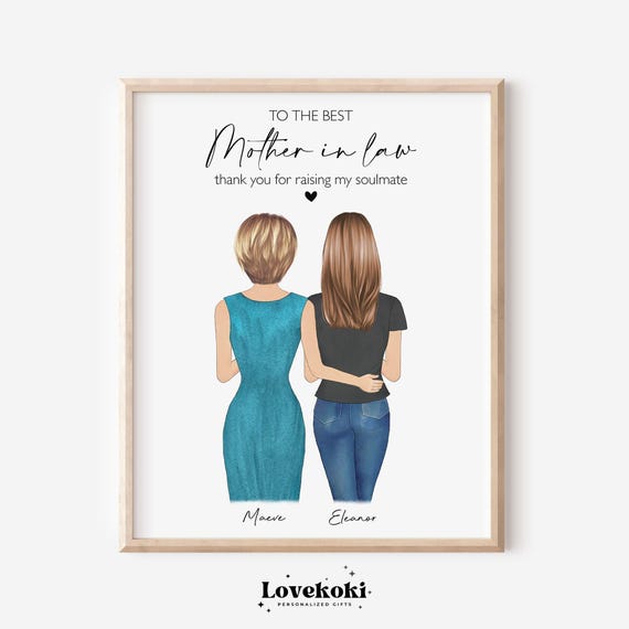 Personalized Mother In Law Gift For Mothers Day Or Birthday Custom Family Print Gift For Mil Family Portrait Daughter In Law Gift