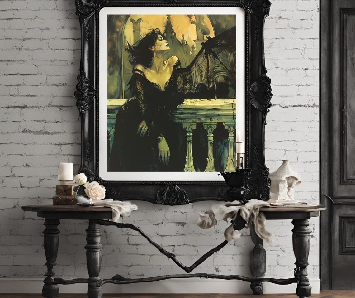 Gothic Winged Woman Portrait, Dark Fantasy Art Print - Image 4