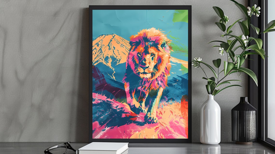 Lion Mountain Fuji Elegant Light Retro Artwork Architecture Art British Landmarks Vintage Style Urban Theme