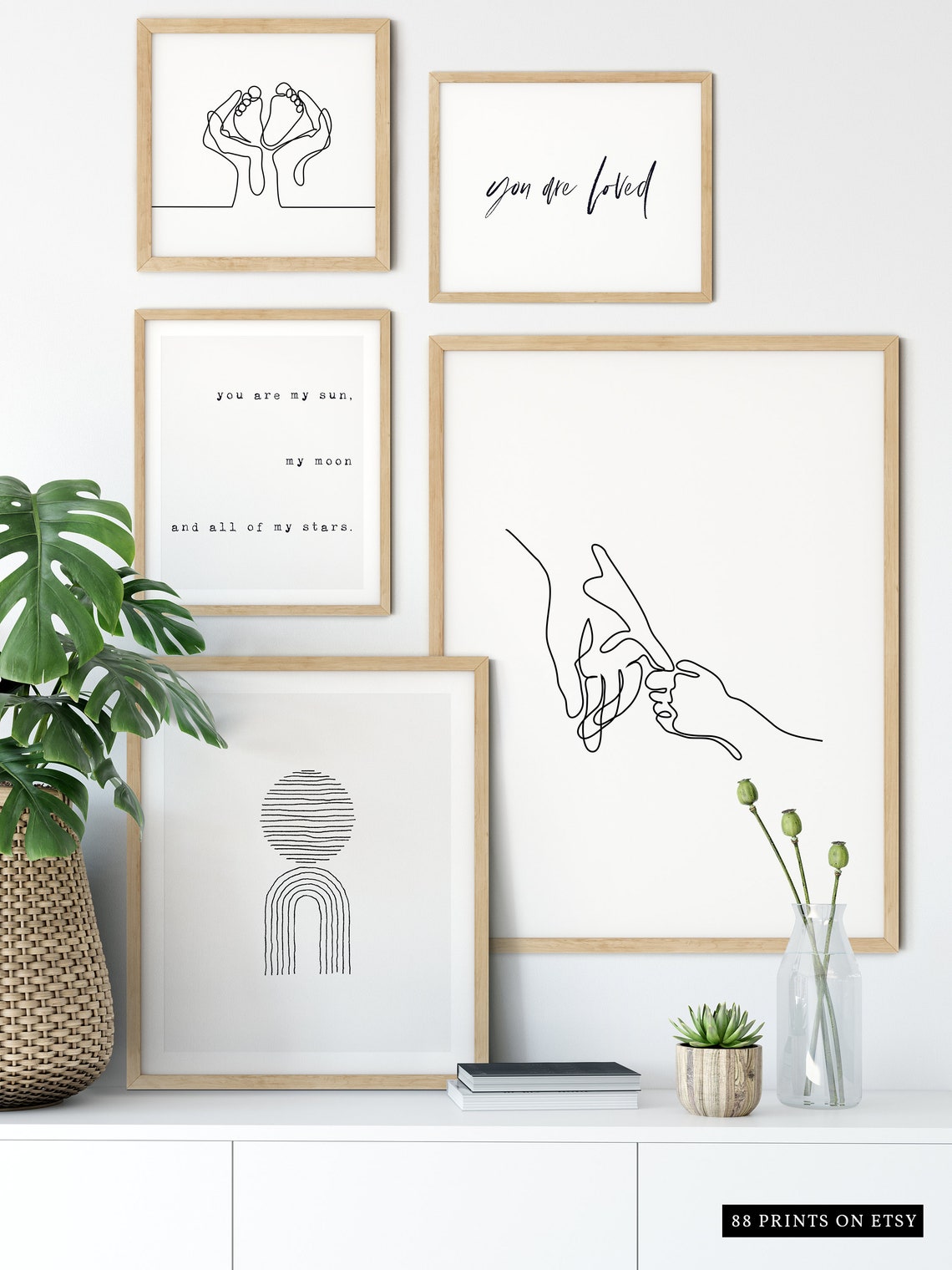 Baby Feet Held in Hands Line Drawing Sweet Nursery Art Poster - Image 2