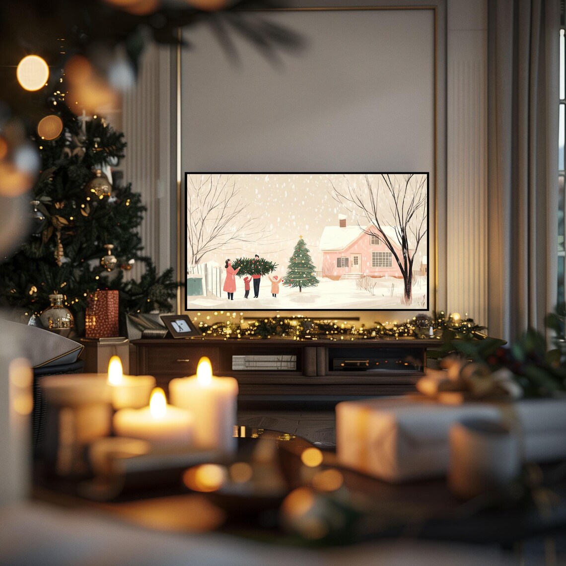 Whimsical Winter Family Christmas Frame Tv Art Frame Tv Art Christmas Frame Tv Christmas Art Holiday Frame Tv Art Art For Your Tv - Image 3