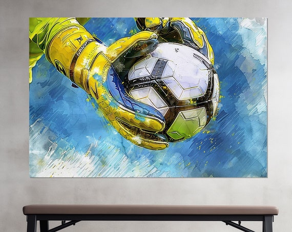 Soccer Ball In The Hands Of Goalkeeper Print Goalkeeper Gift Soccer Painting Goalkeeper Wall Art Framed And Ready To Hang