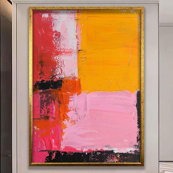 Abstract Colorful Painting Print Vibrant Pink Multicolor Geometric Art Art Vivid Colors Wall Art Extra Large Abstract Art