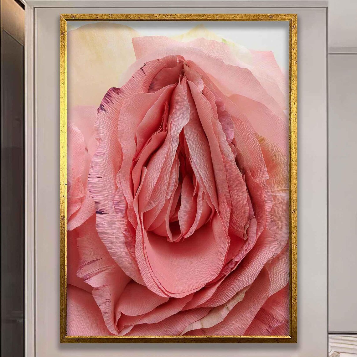 Blush Pink Rose Extreme Close Up Romantic Floral Photography Poster
