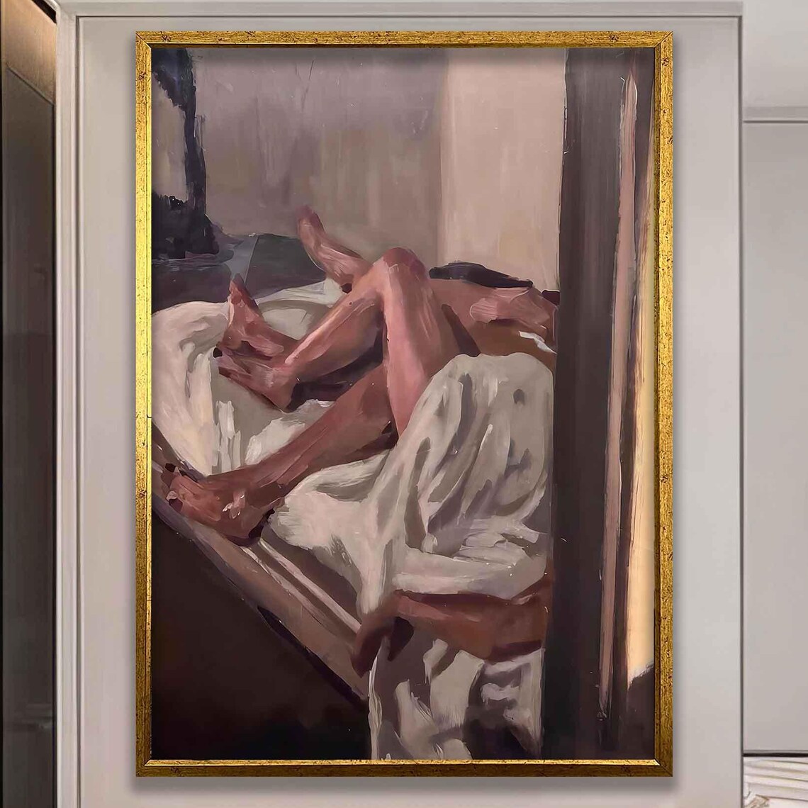 Abstract Figurative Painting Of An Embracing Couple In Bed Poster
