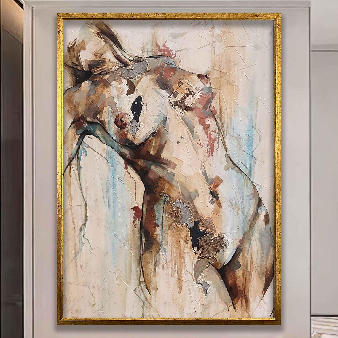 Abstract Nude Figure In Beige Tones Modern Figure Art Poster
