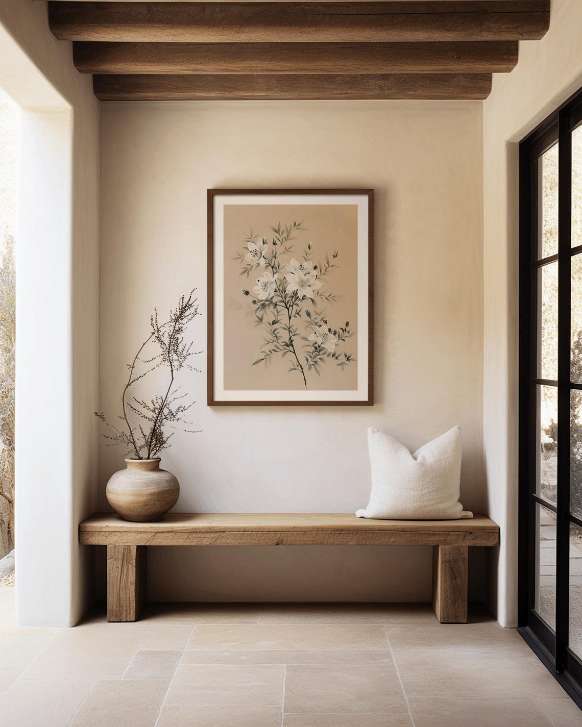 Vintage White Blossom Botanical Painting Elegant Floral Branch Poster - Image 3