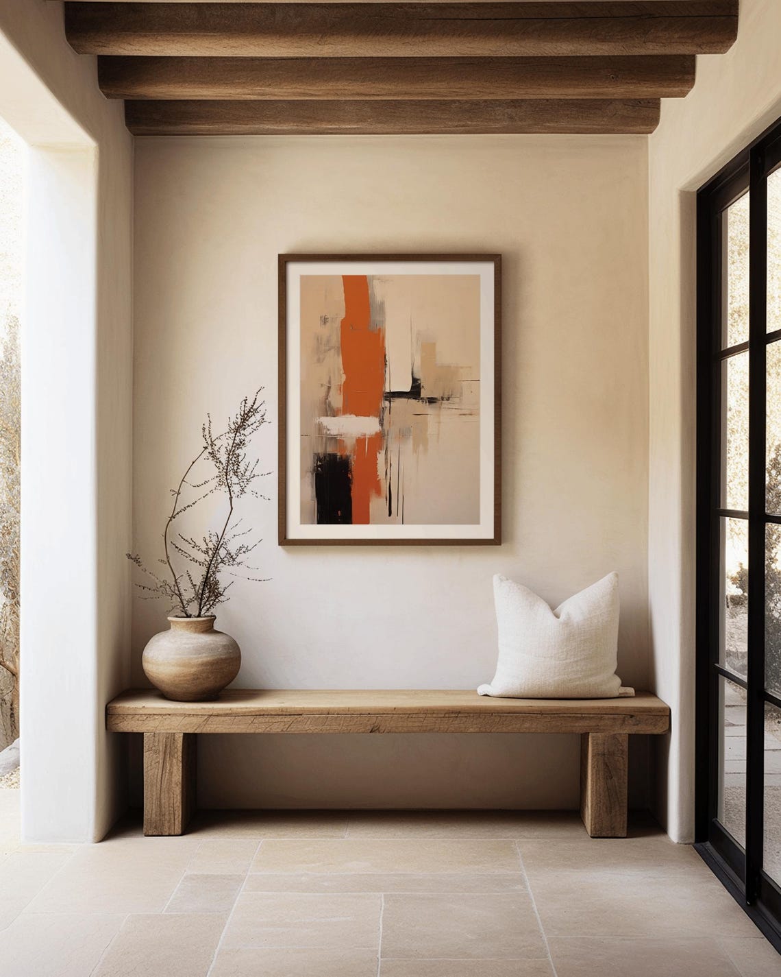 Burnt Orange Abstract Art Neutral Beige Modern Minimal Texture Poster - Image 3