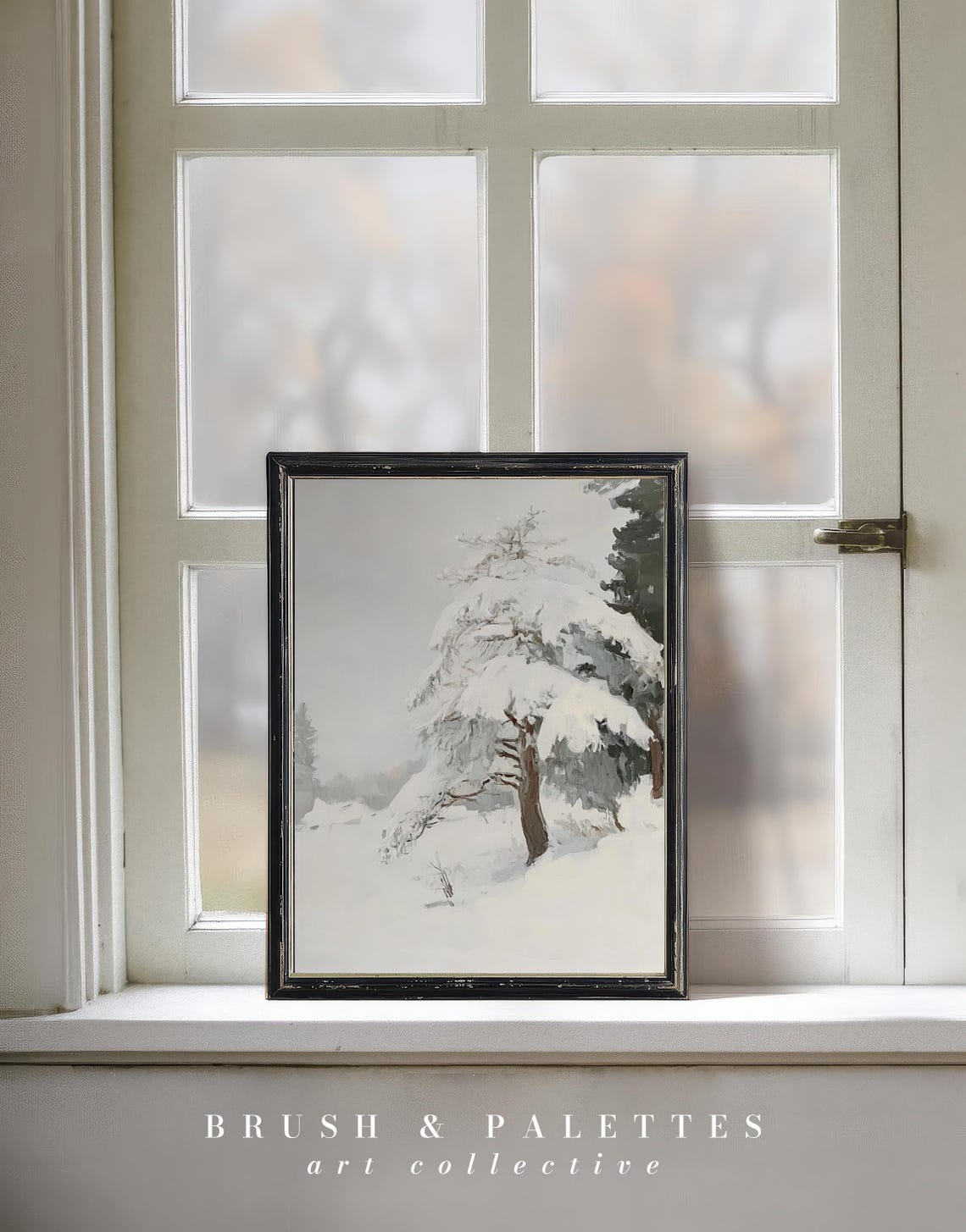 Snow Covered Pine Tree Soft Watercolor Winter Nature Art Print - Image 2