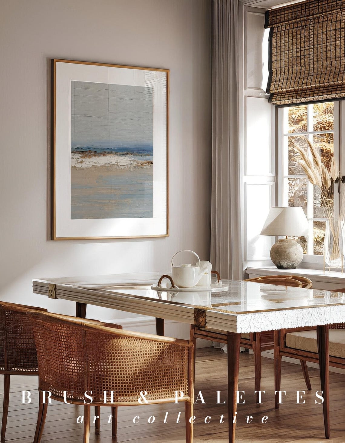 Abstract Coastal Landscape Horizontal Bands Textured Art Poster - Image 3